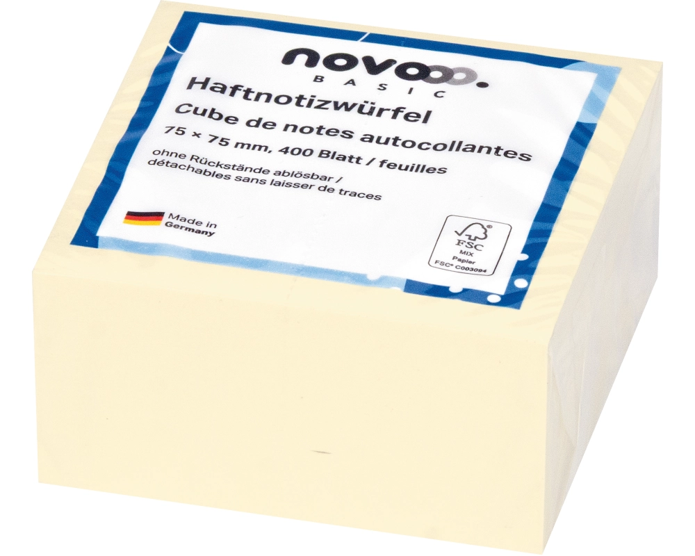 NOVOOO Haftnotizen Basic 75x75mm 5820-01 gelb 400 Blatt