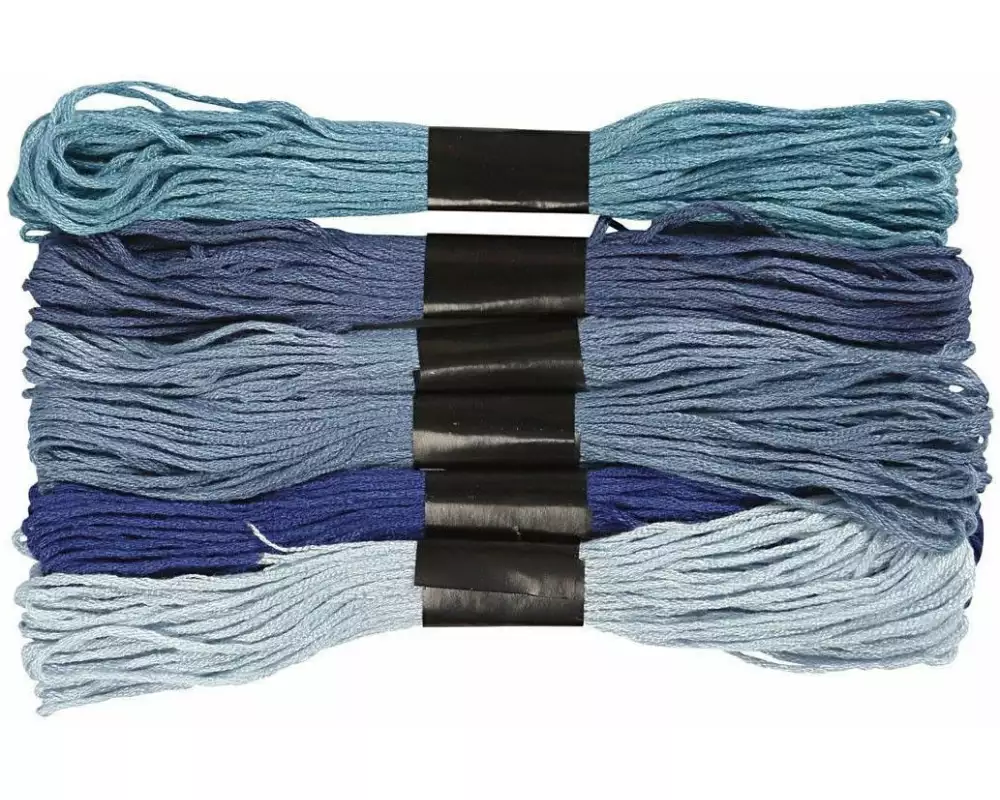 Creativ Company Stickgarn Baumwolle Blau 6 Bündel à 8 m