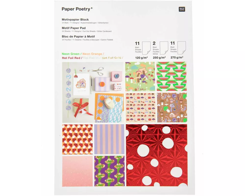 Motivpapierblock Shrooom FSC MIX, 20 Blatt