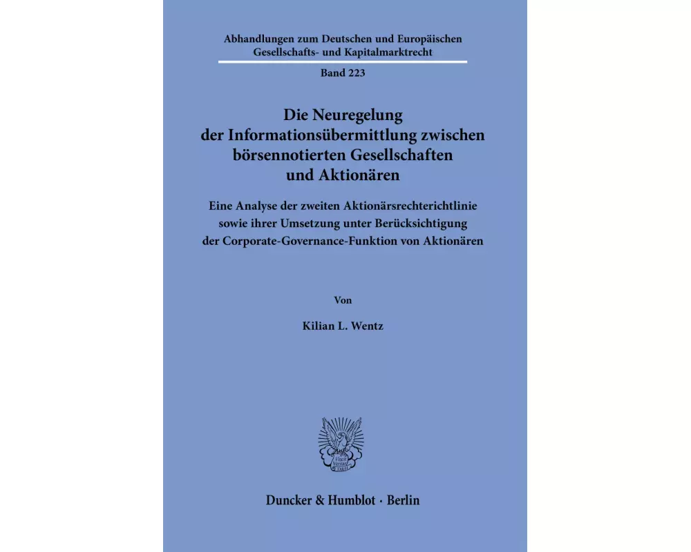 Die Neuregelung der Informationsübermittlung zwischen börsennotierten Gesellschaften und Aktionären