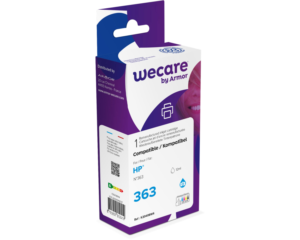WECARE Tinte 363 rebuilt cyan light C8774EEWE zu HP PhotoSmart 8250 12ml