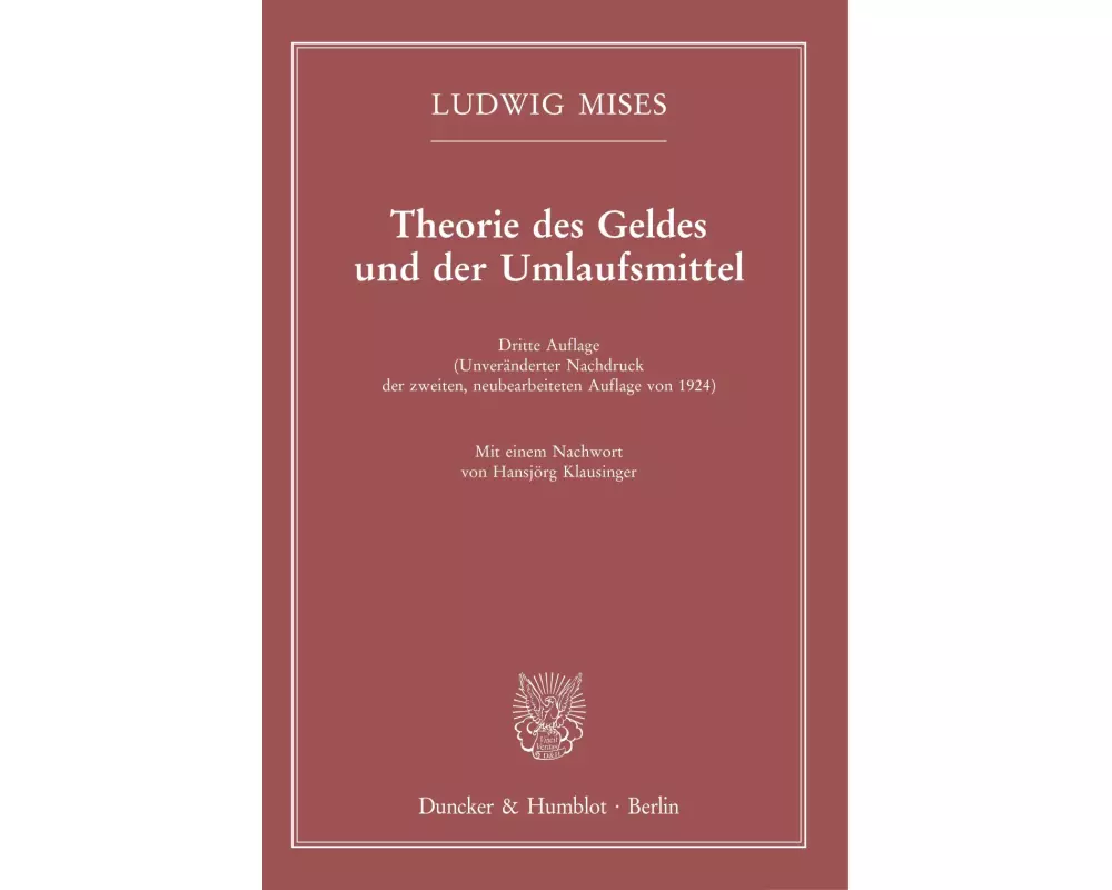 Theorie des Geldes und der Umlaufsmittel