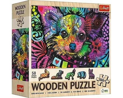 Holz Puzzle 500+1 - Bunter Welpe