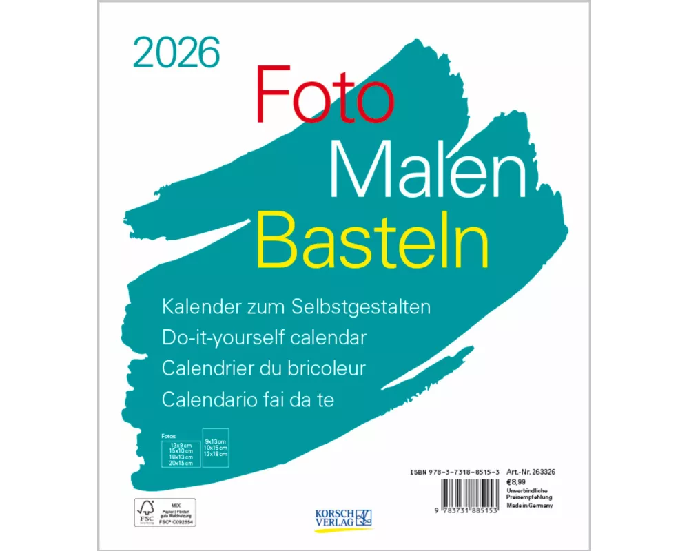 Foto-Malen-Basteln Bastelkalender weiß 2026