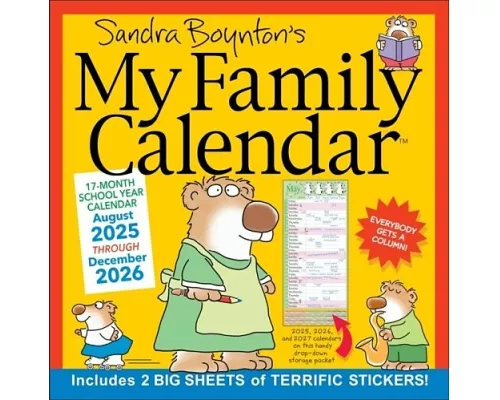 Sandra Boynton's 17-Month 2025-2026 My Family Wall Calendar