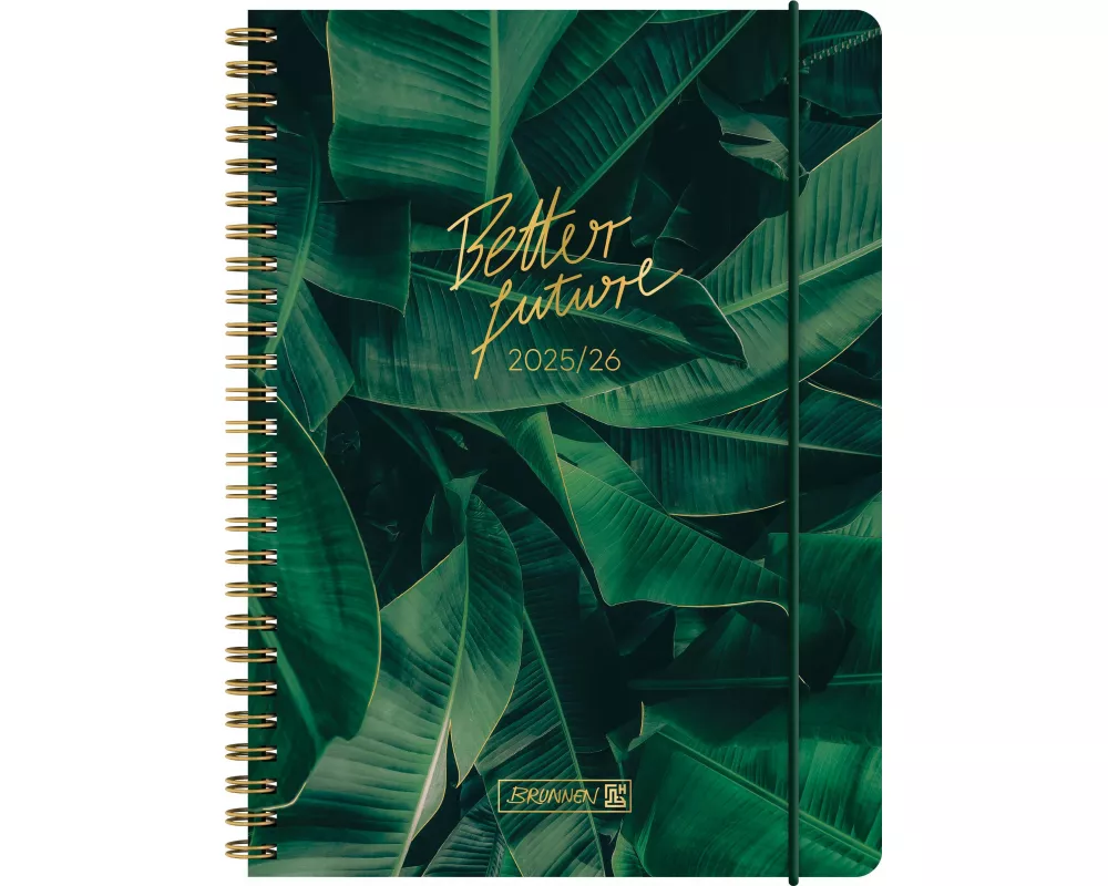 BRUNNEN Schülerkalender (2025/2026) "Better Future", 2 Seiten = 1 Woche, A5, 208 Seiten, PP-Umschlag, grün