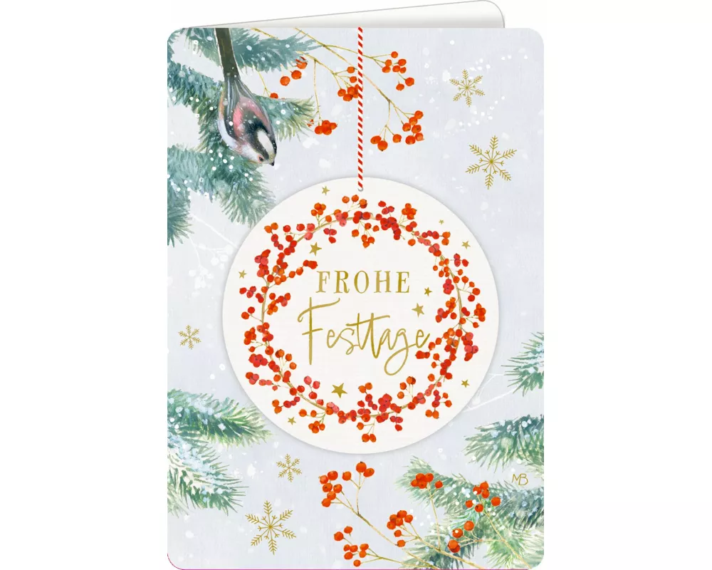 Weihnachtskarte mit Anhänger – Frohe Festtage