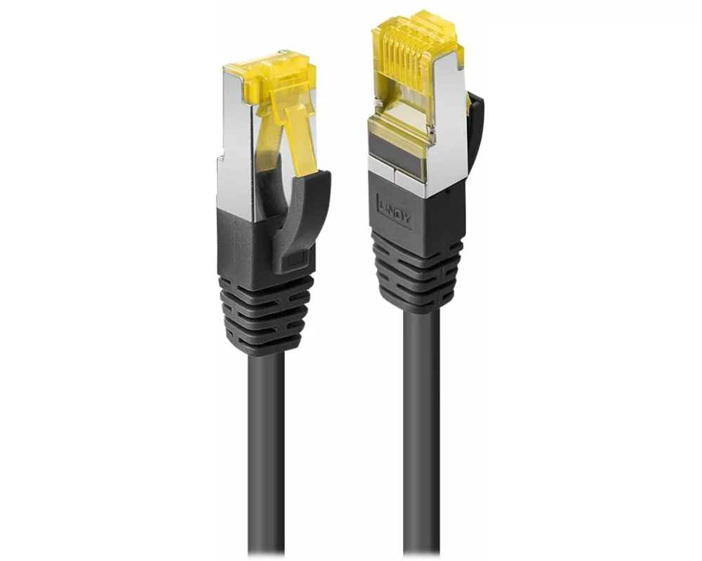 LINDY Patch Cable, Cat.7, S/FTP, RJ45-RJ45, 0,3m, black, LSOH, PIMF, Cat7 rawcable with Cat6a conncetors