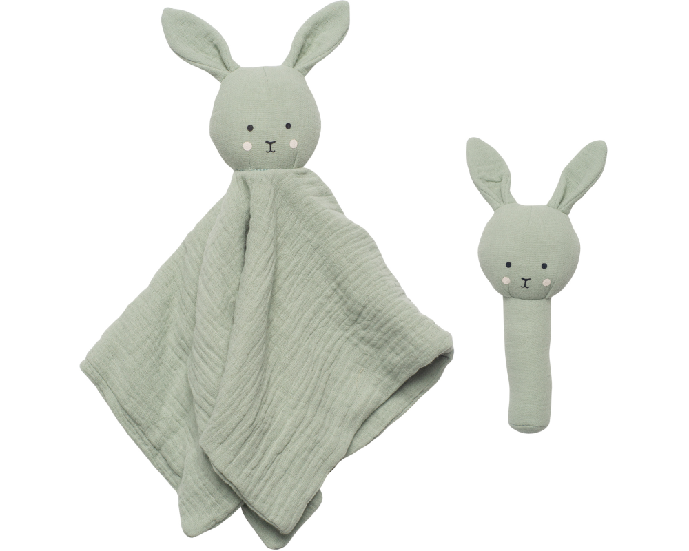 JABADABADO Geschenkset Rassel Hase S1026 grün 2-teilig