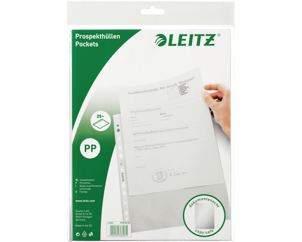 LEITZ Prospekthülle PP A4 47966003 farblos 25 Stück