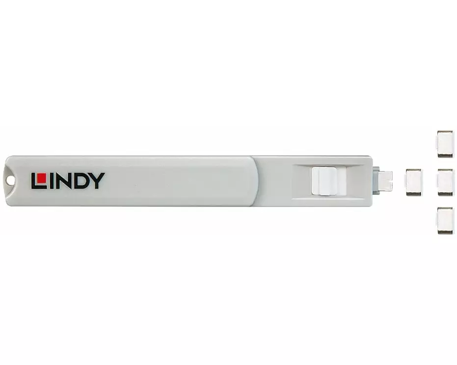 LINDY USB Type C Port Blocker Key - Pack of 4 Blockers White