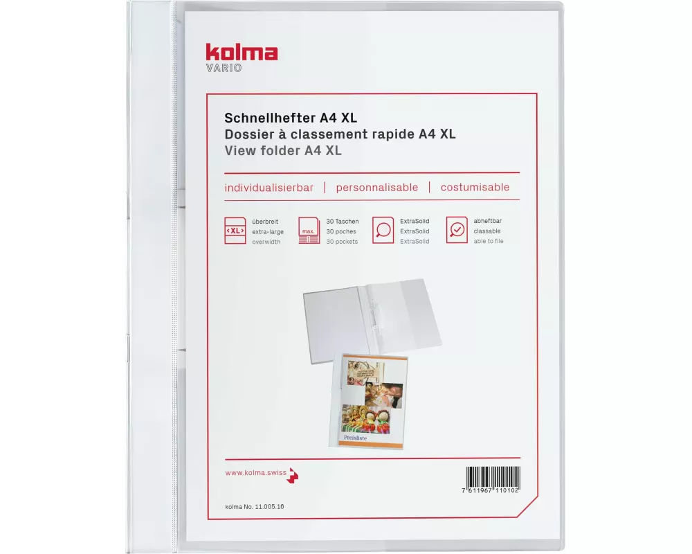 Kolma Schnellhefter A4 XL Weiss, 5 Stück