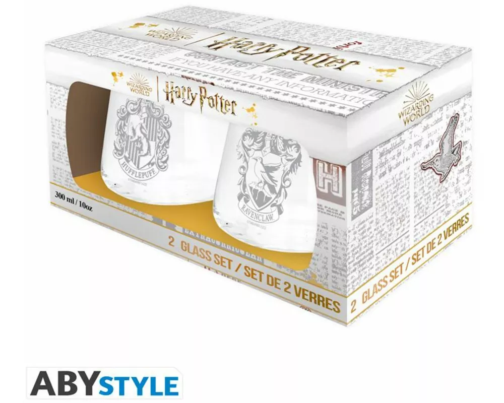 HARRY POTTER 2 Glass Set Ravenclaw & Hufflepuff