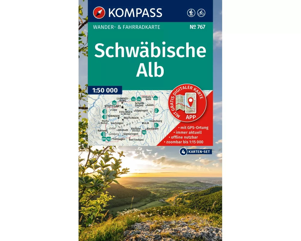 KOMPASS Wanderkarten-Set 767 Schwäbische Alb (4 Karten) 1:50.000