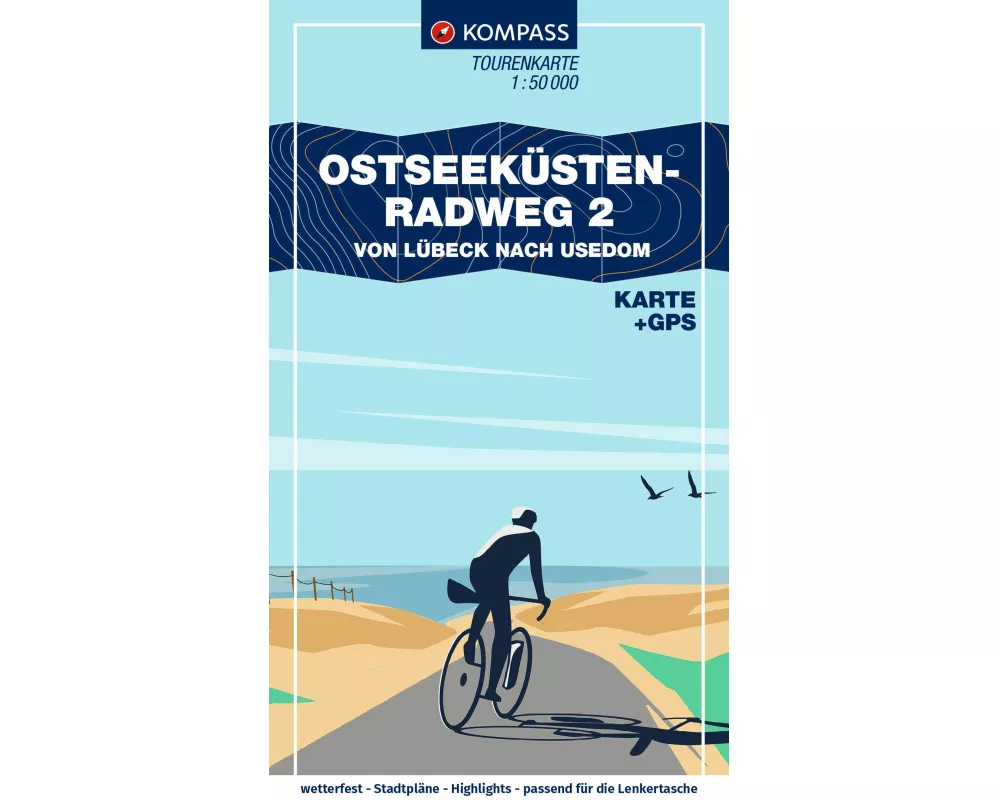 KOMPASS Fahrrad-Tourenkarte Ostseeküstenradweg 2, von Lübeck bis Usedom 1:50.000