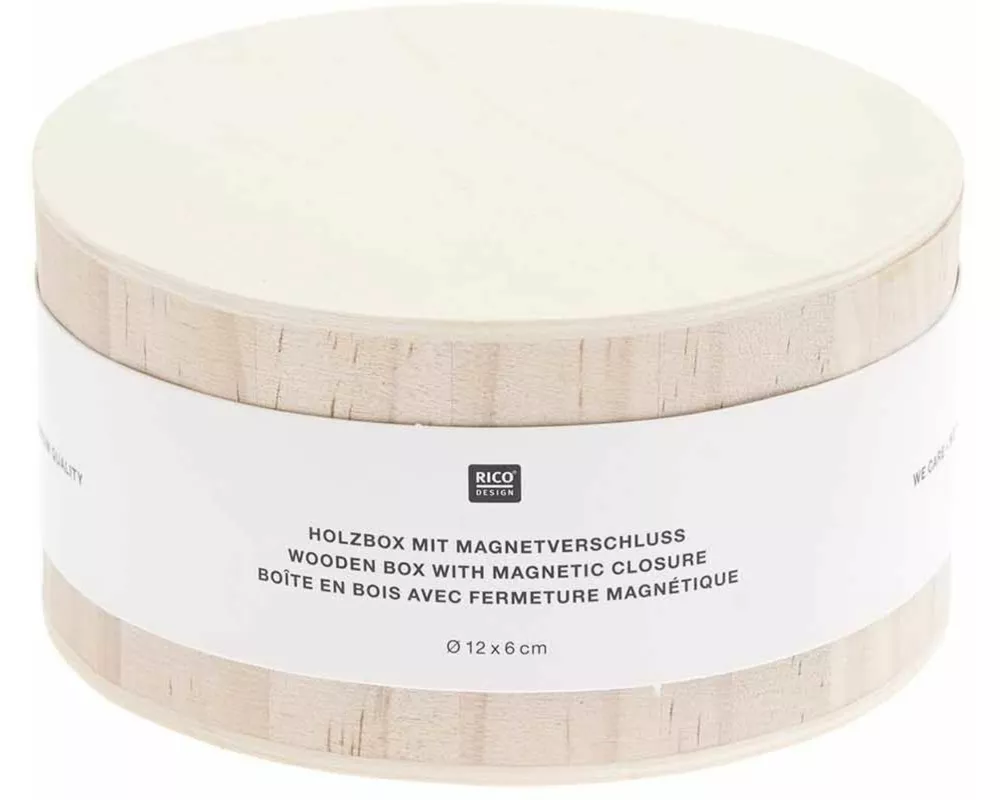 Holzbox rund mit Magnetverschluss, Ø 12 cm x 6 cm FSC 100%