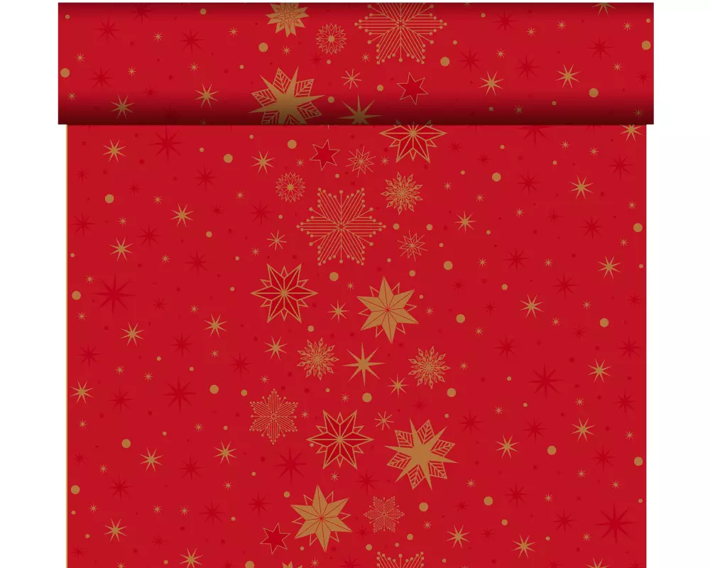 Duni Tischläufer Tête-à-Tête 0.4 x 24 m, Stargazing Red, 4 Stück