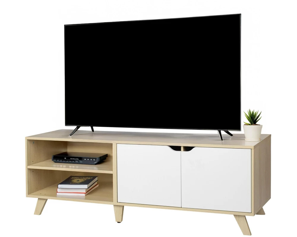 relaxdays TV-Möbel Vintage Style 140 cm, Hellbraun 60 Zoll