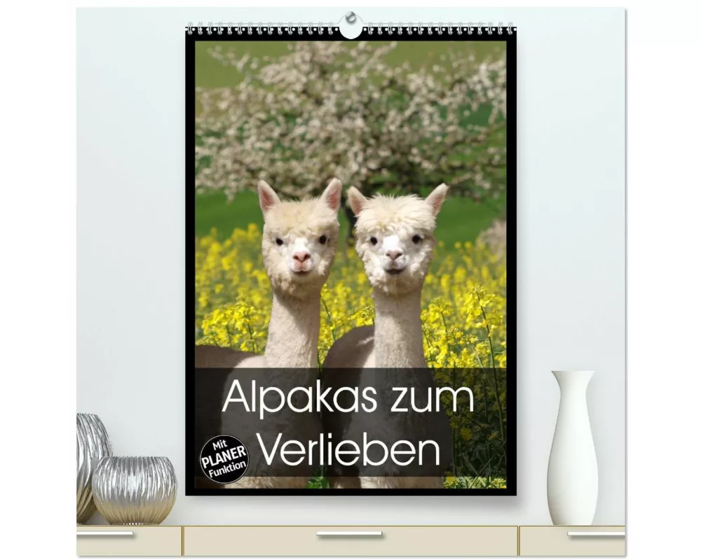 Alpakas zum Verlieben (hochwertiger Premium Wandkalender 2025 DIN A2 hoch), Kunstdruck in Hochglanz