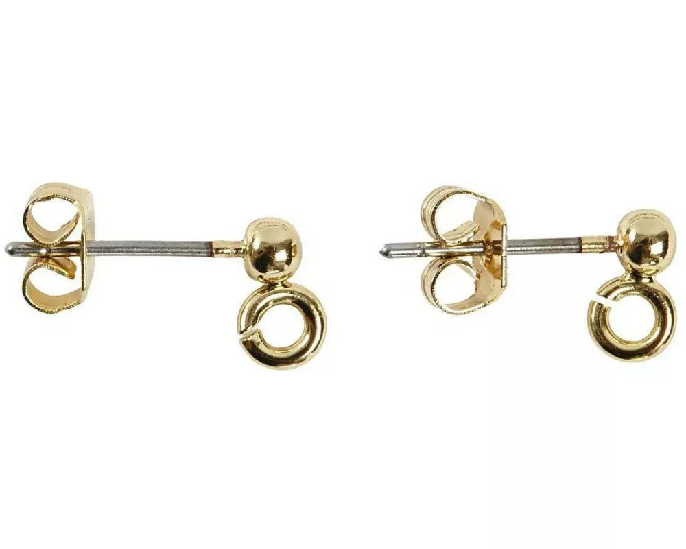 Creativ Company Ohrring Stecker, 15 mm, Vergoldet, 10 Stk.