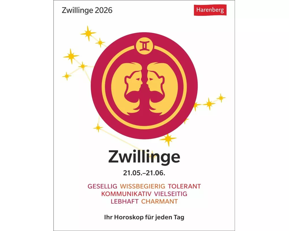 Zwillinge Sternzeichenkalender 2026 - Tagesabreißkalender - Ihr Horoskop für jeden Tag