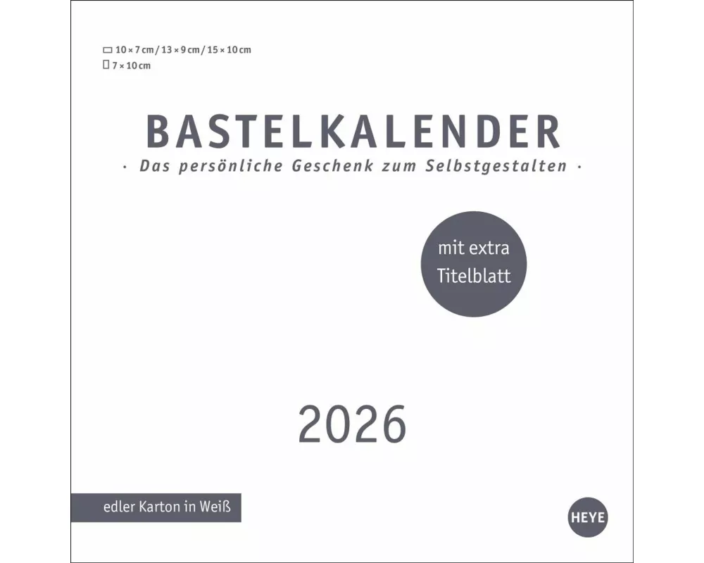 Premium-Bastelkalender weiß klein 2026