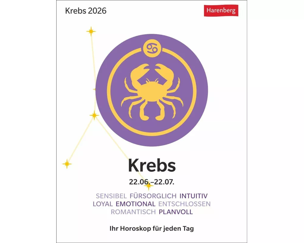 Krebs Sternzeichenkalender 2026 - Tagesabreißkalender - Ihr Horoskop für jeden Tag