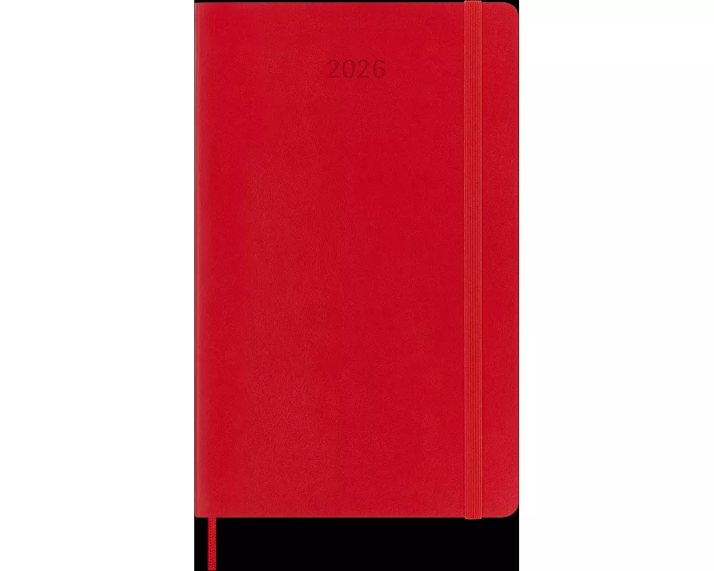 Moleskine 12 Monate Wochen Notizkalender 2026, Large/A5, 1 Wo = 1 Seite, rechts linierte Seite, Weicher Einband, Scharlachrot