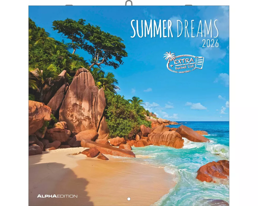Alpha Edition - Summer Dreams Kalender 2026 – Wandkalender & Bildkalender 30x30 cm (30x60 cm geöffnet) mit traumhaften Strand- und Meeresmotiven, für