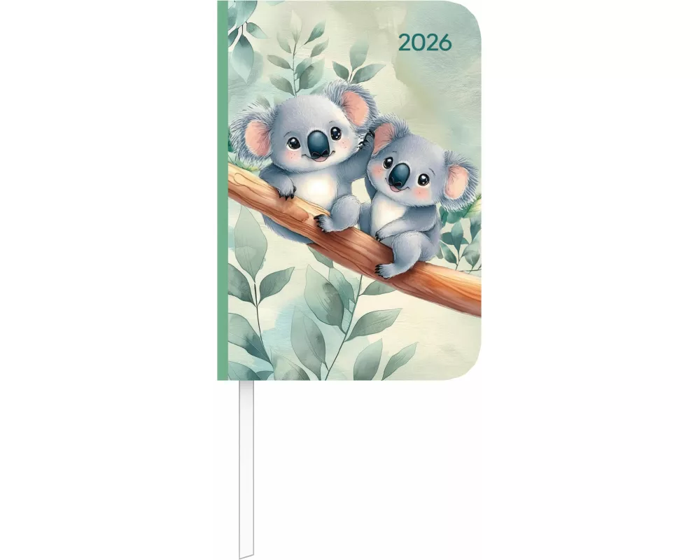 Alpha Edition - Lady Journal Mini Koala 2026 – Taschenkalender 8×12 cm – Weekly – 144 Seiten – kompakter Terminplaner mit Koala-Motiv – robuster Einba