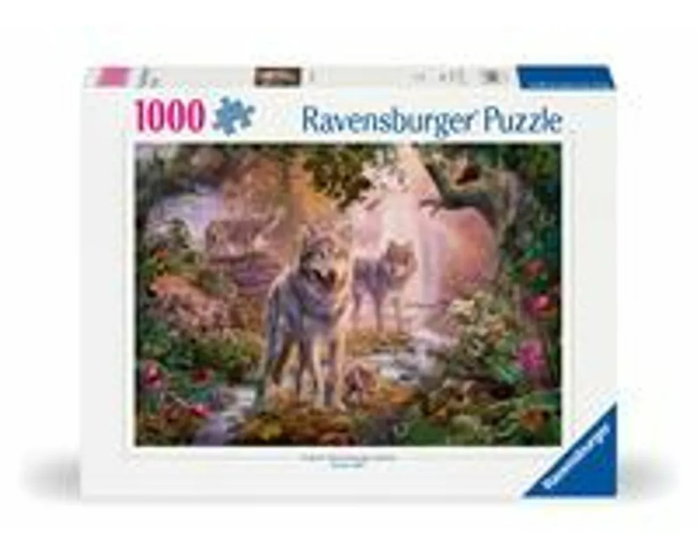 Erwachsenenpuzzle 1000 Teile - Wolfsfamilie im Sommer