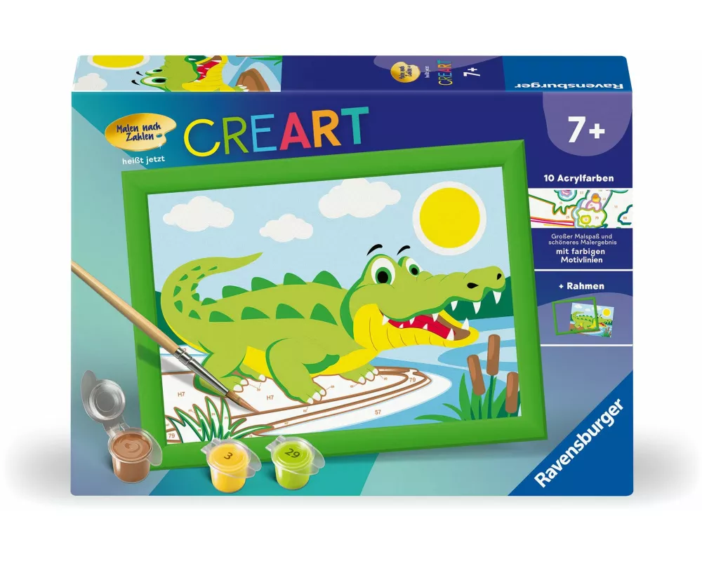 CreArt, Malen nach Zahlen Kinder - Krokodil an Land