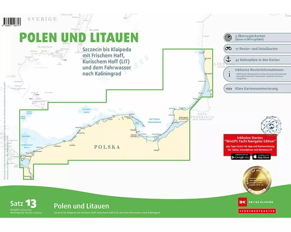 Sportbootkarten Satz 13: Polen und Litauen (Ausgabe 2024/2025)