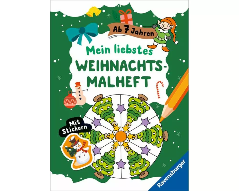 Mein liebstes Weihnachtsmalheft mit Stickern ab 7