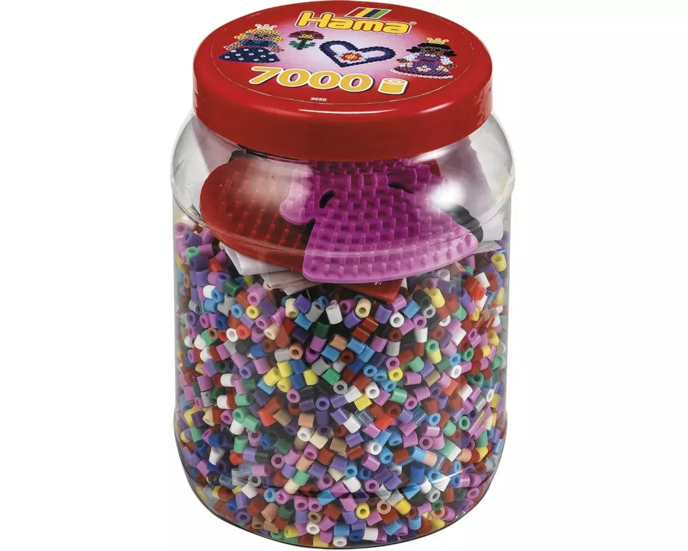 Hama Bügelperlen midi, 7.000 Stk. + 2 Stiftplatten Mehrfarbig