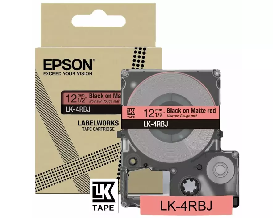 EPSON Matte Tape Red/Black, 12mm, 8m, LK-4RBJ