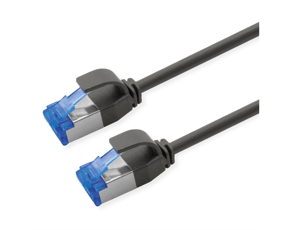 ROLINE Patchkabel Cat.6A (Class EA) S/FTP (PiMF), LSOH, PoE, schwarz, 1 m