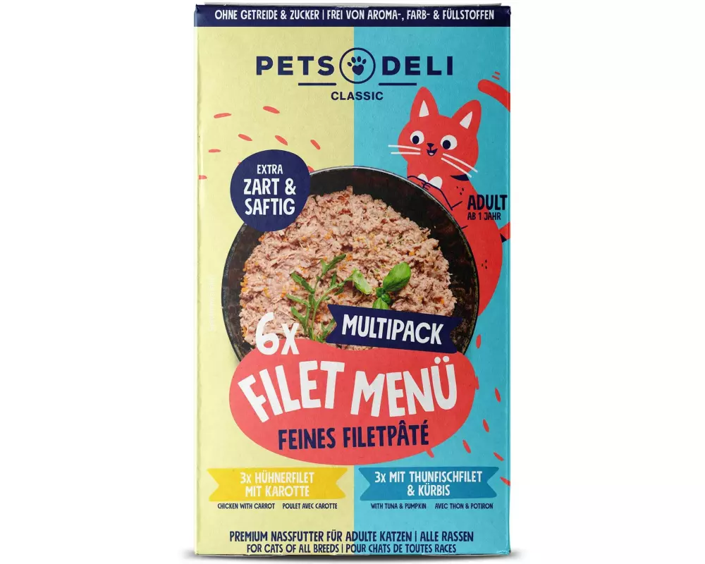 Pets Deli Filet Menü Hühnerfilet, Thunfischfilet, Dose, Multipack