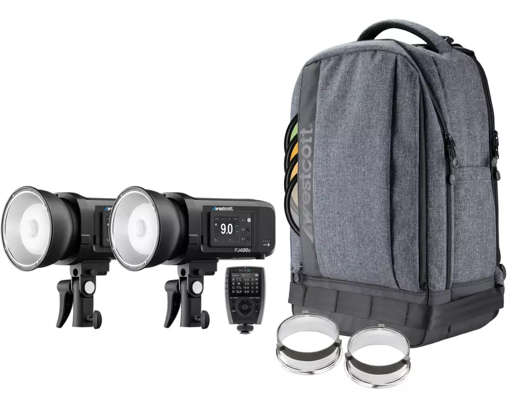 Westcott Blitzgerät FJ400 II Strobe 2-Light Rucksack-Set