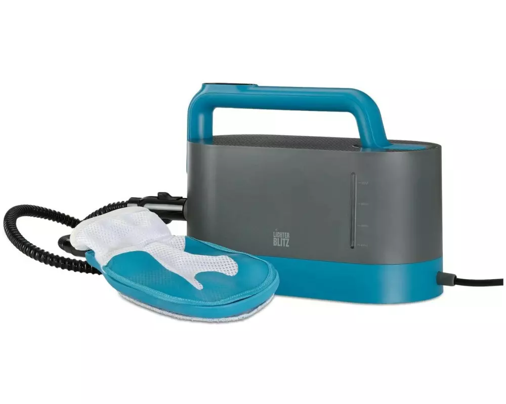 Lichterblitz Dampfreiniger 1200 W Grau/Blau Set 15-tlg