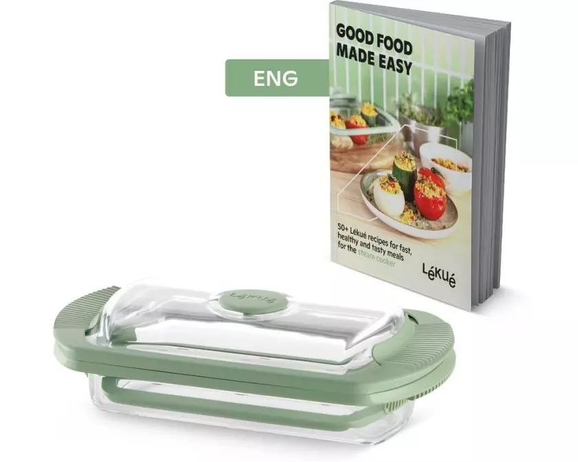 Lékué Glas-Daampfgarer und Buch auf Englisch 0.75 l, Transparent