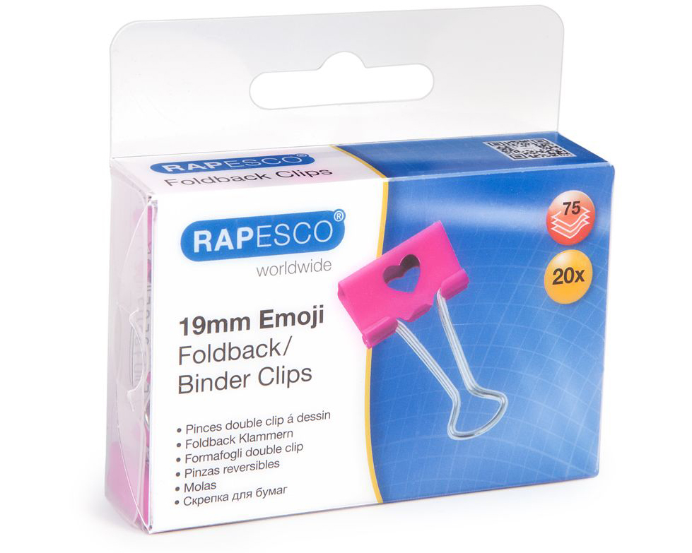 RAPESCO Foldback Clip Emoji 19mm 1357 hot Pink 20 Stück