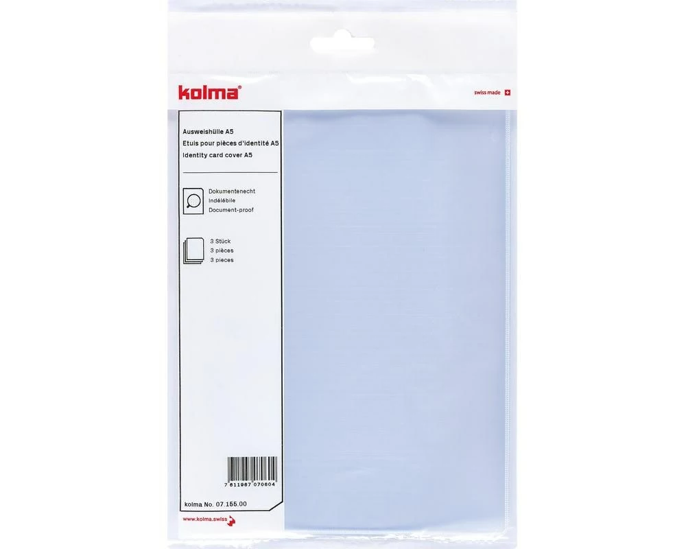 Kolma Ausweishalter A5 CopyResistant Transparent, 3 Stück