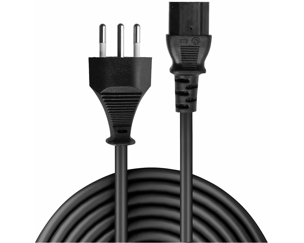 LINDY Power Cable, T12-C13, IEC-Mains lead, Swiss Plug to IEC C13, black, 3m