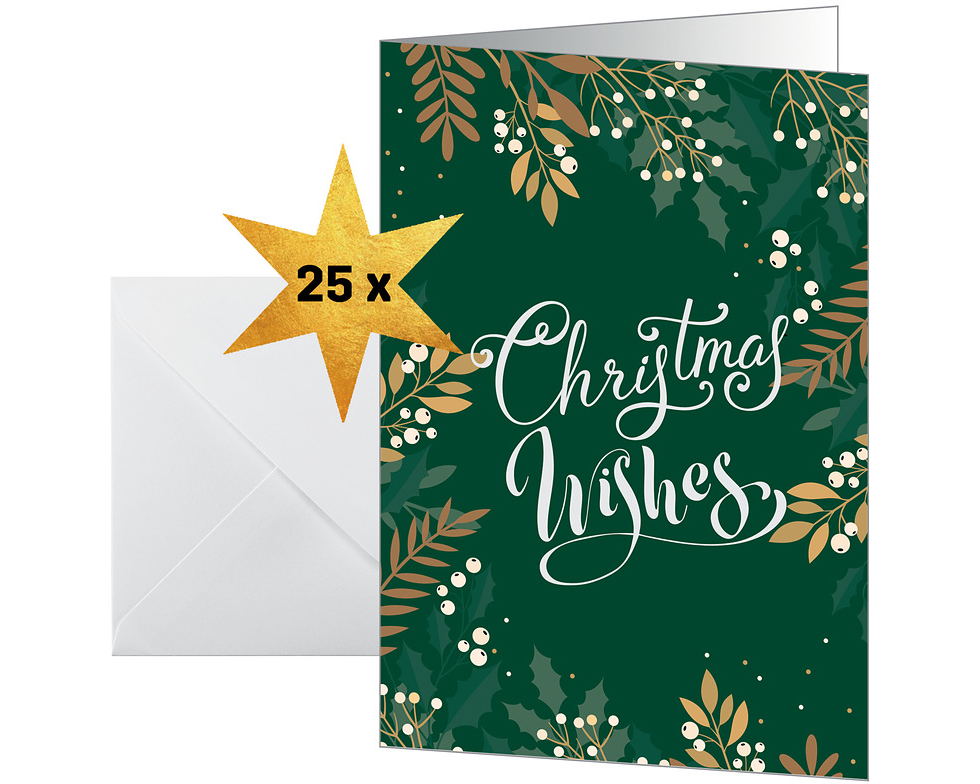 SIGEL Weihnachtskarten A6 DS092 Blätter und Zweige 25 Stück
