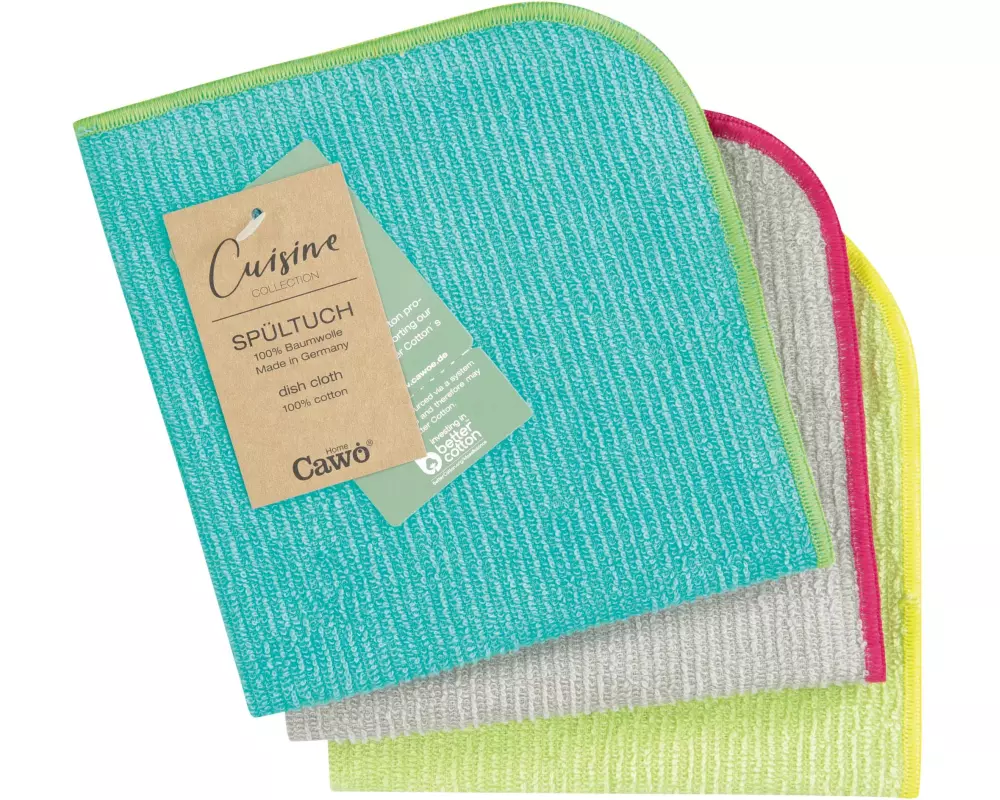 Cawö Abwaschlappen Trio 30 x 30 cm, 3 Stück, Türkis/Pistazie