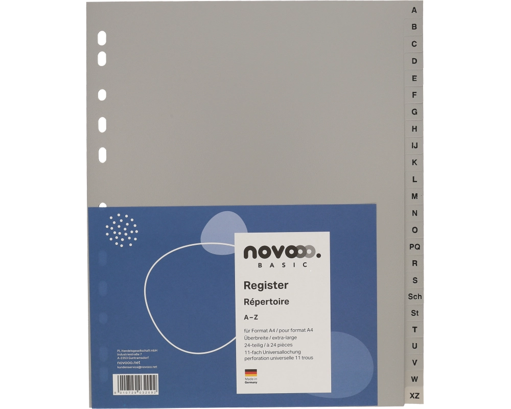 NOVOOO Register PP A4+ 40961 grau A-Z 24-teilig