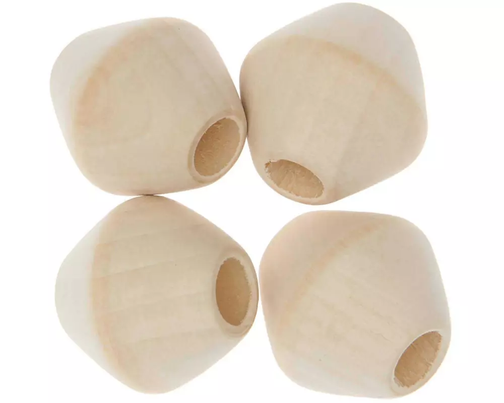 Rico Design Holzperlen Makramee Nature, 4 Stück