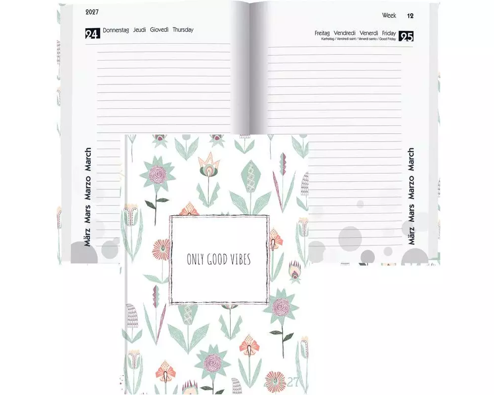 Biella Schulagenda mydiary 2026/27 Flower, 12 x 16.5 cm
