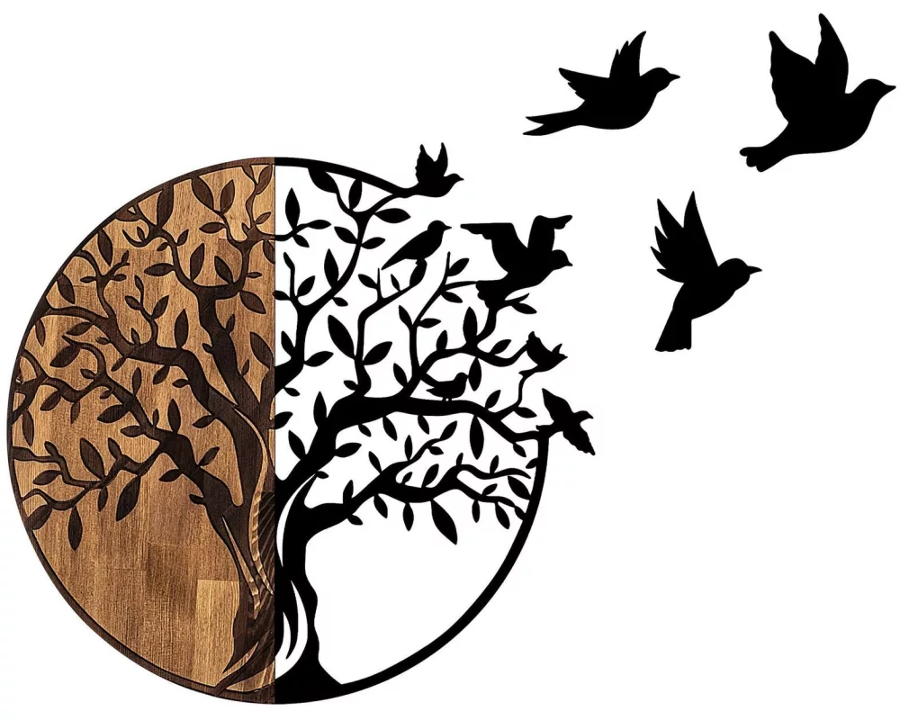 Wallxpert Wanddekoration Birds Tree 92 x 71 cm